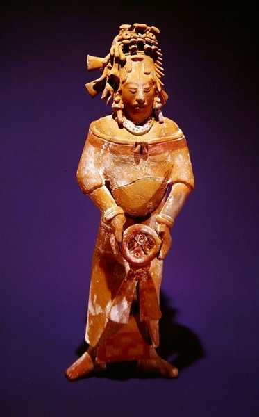 Figurina, da Campeche, stile Jaina, Tardo Classico da Mayan